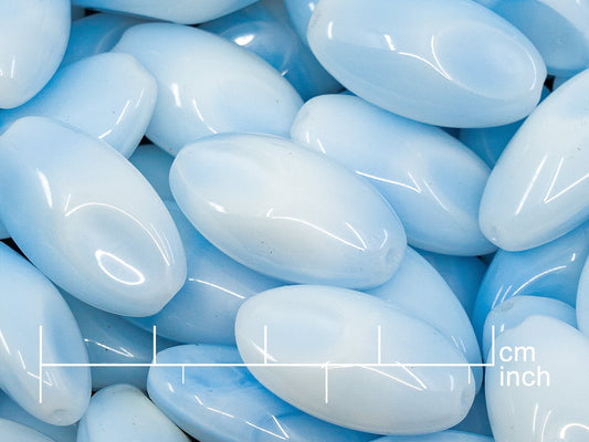 OUTLET 250g Pressed Czech Glass Beads, 23 x 13 mm, Light Blue (111-30496-23x13-07304) - Mixed Glass