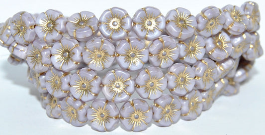 OUTLET 10 grams Hawaiian Flower Beads, 24020 Gold Lined (24020-54202), Glass, Czech Republic