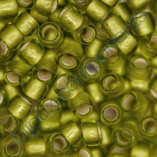 TOHO ラウンドシードビーズ ロカイユ シルバーライン フロステッドライムグリーン (# 24F) ガラス製 日本製