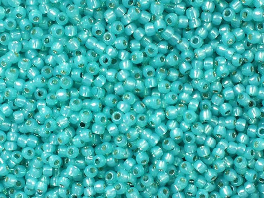 TOHO Runde Rocailles-Perlen, Silber gefüttert, milchig blaugrün (Nr. 2104), Glas, Japan