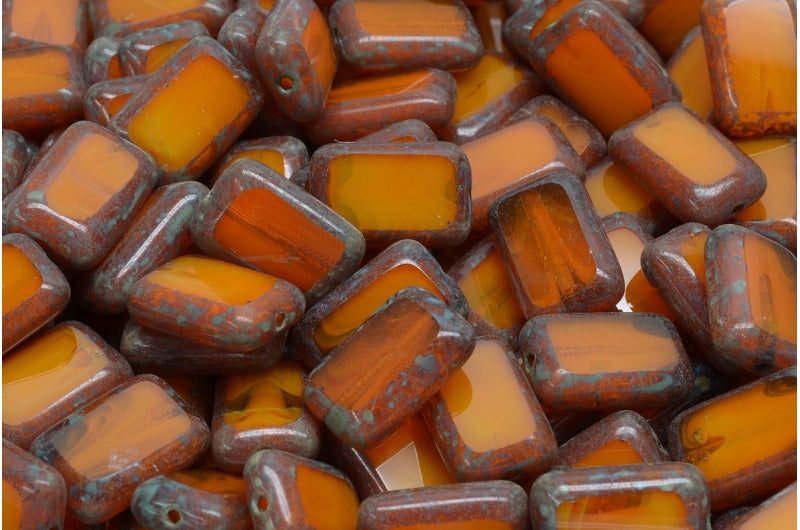 OUTLET 10 grams Table Cut Rectangle Beads, 12 x 8 mm, 81250 Travertin (81250-86800), Glass, Czech Republic