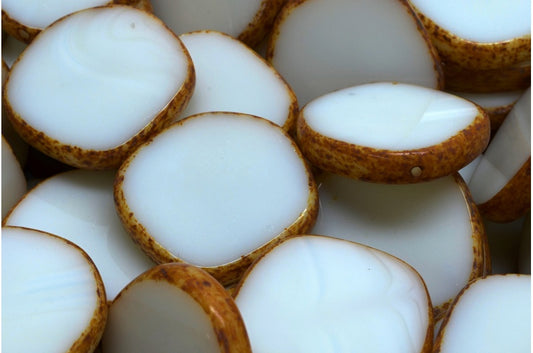 OUTLET 10 grams Table Cut 8 Edged Designed Beads, 22 x 22 mm, Gray Travertin (83500-86800), Glass, Czech Republic