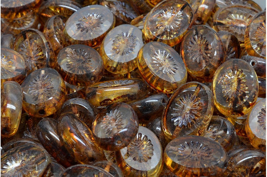 Table Cut Kiwi Beads, Crystal Travertin (00030-86800), Glass, Czech Republic