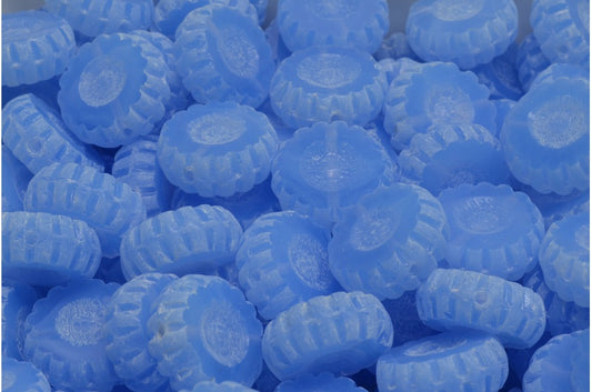 奥特莱斯 10克 圆形切割珠子，12 x 12毫米，哑光蛋白石蓝色 (31010-84100)，玻璃，捷克共和国