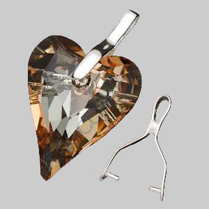 Pendant Pinch Bail with Loop, approx. 28x3 mm, Sterling Silver 925