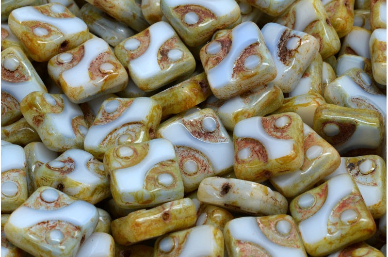 Table Cut Square Designed Beads, Light Sky Blue Travertin (07314-86800), Glass, Czech Republic