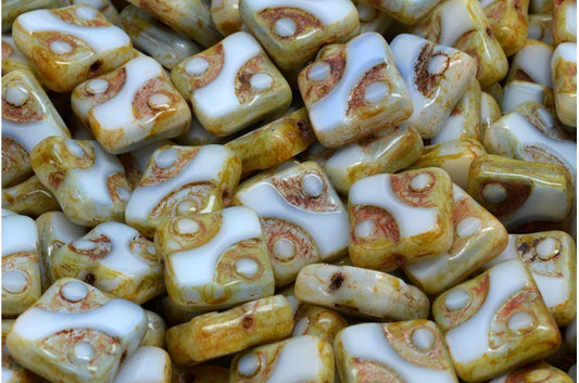 Table Cut Square Designed Beads, Light Sky Blue Travertin (07314-86800), Glass, Czech Republic