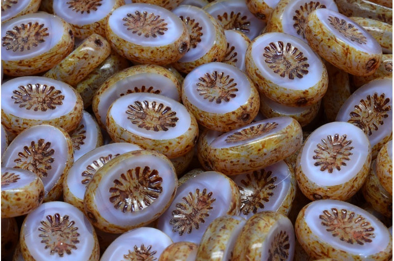 Table Cut Kiwi Beads, Lavender Opal Stain Strong (21360-86805), Glass, Czech Republic