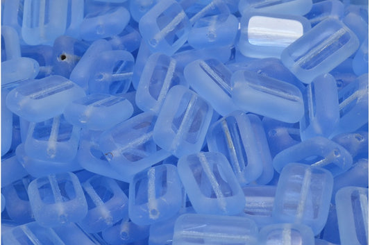 Table Cut Rectangle Beads, Transparent Blue Matte (30020-84100), Glass, Czech Republic