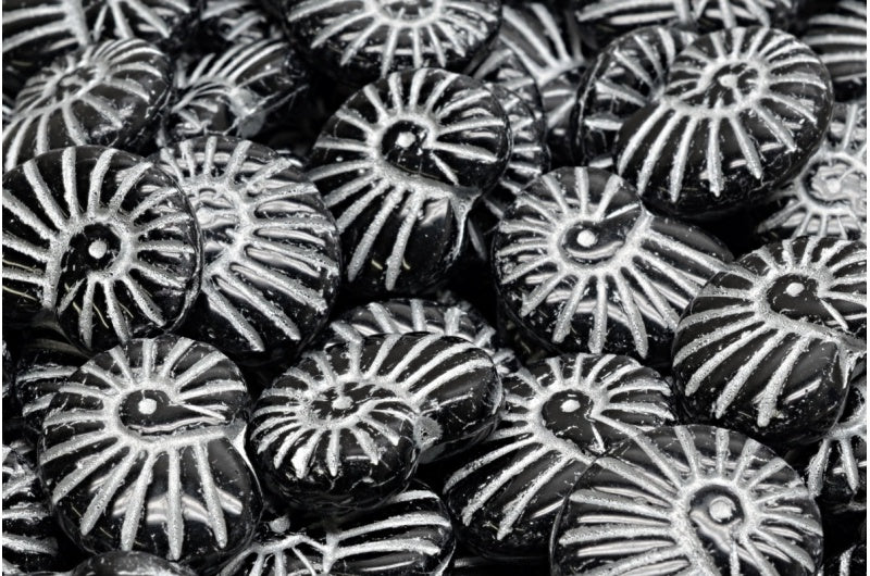 Muschelperlen, schwarz mit Silber gefüttert (23980-54301), Glas, Tschechische Republik