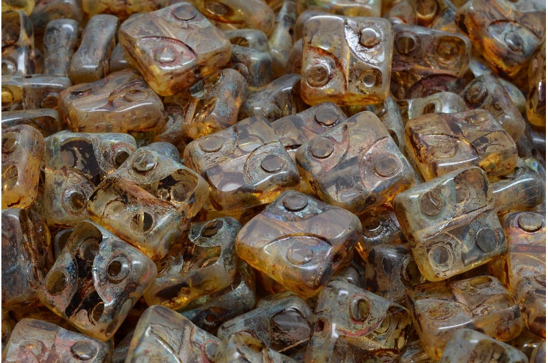 Table Cut Square Designed Beads, Crystal Stain Strong (00030-86805), Glass, Czech Republic