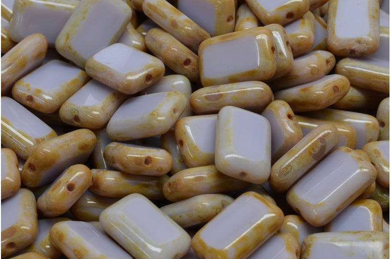 Table Cut Rectangle Beads, Purple Opal Travertin (23000-86800), Glass, Czech Republic