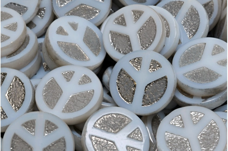 Table Cut Peace Beads, White 27500 (02010-27500), Glass, Czech Republic