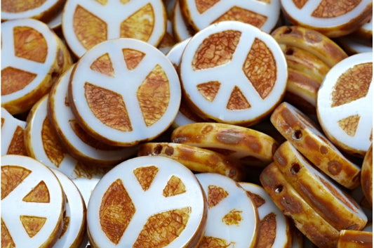 OUTLET 10 克 台面切割和平珠，16 x 16 毫米，白色石灰华 (02010-86800)，玻璃，捷克共和国