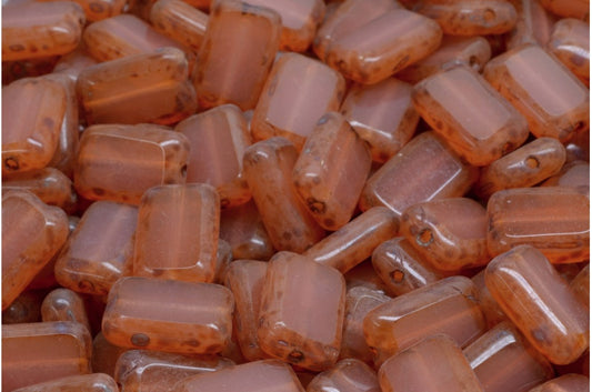Table Cut Rectangle Beads, Opal Pink Travertin (71010-86800), Glass, Czech Republic