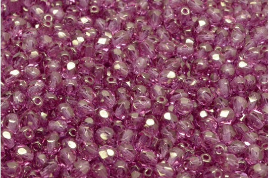 OUTLET 10 grams Faceted Round Fire Polished Beads, 4 x 4 mm, Crystal Luster Lila (00030-14494), Glass, Czech Republic