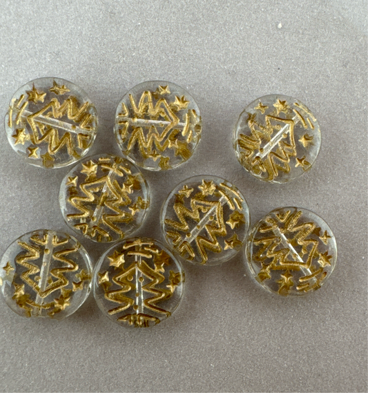 OUTLET 10 grams Pressed Beads, 14 x 14 mm, Crystal Silver Lined (00030-54201), Glass, Czech Republic