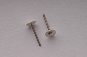 Stud Earring Findings with 4 mm flat, 11 mm, Sterling Silver 925