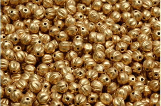 Melon Beads, Crystal Aztec Pale Gold (00030-01710), Glass, Czech Republic