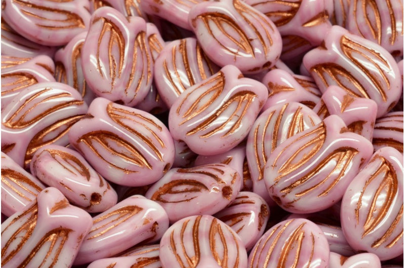 OUTLET 10 grams Mini Tulip Beads, Pink Copper Lined (07724-54319), Glass, Czech Republic