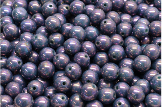 Round Druck Beads, Turquoise Vega Iris (63130-15781), Glass, Czech Republic