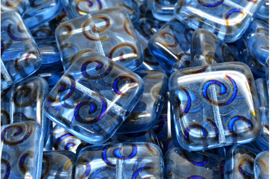 Square Beads, Transparent Blue 2990@ (30020-2990@), Glass, Czech Republic