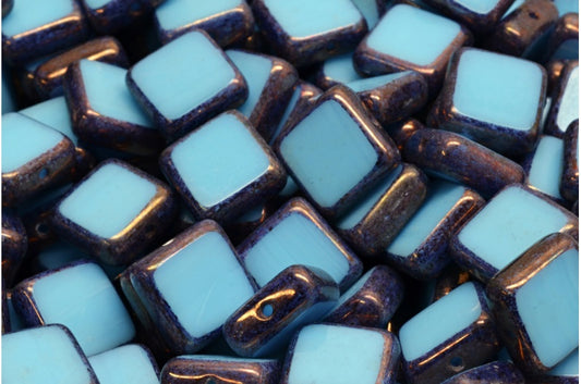 Table Cut Square Beads, Blue Bronze (63010-14415), Glass, Czech Republic