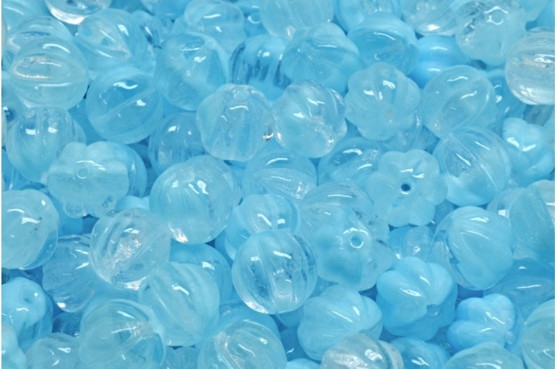 メロンビーズ、ブルー（R0641）、ガラス、チェコ共和国