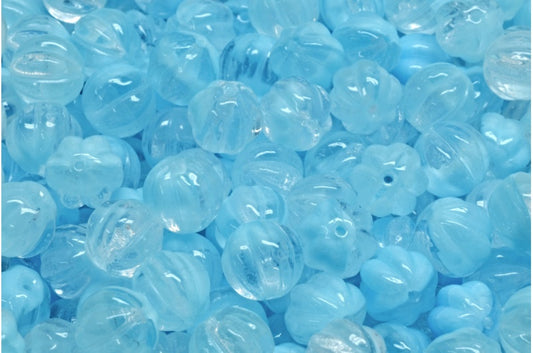 OUTLET 10 grams Melon Beads, 8 x 8 mm, Blue (R0641), Glass, Czech Republic