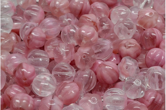 OUTLET 10 grams Melon Beads, 8 x 8 mm, Pink (R0742), Glass, Czech Republic
