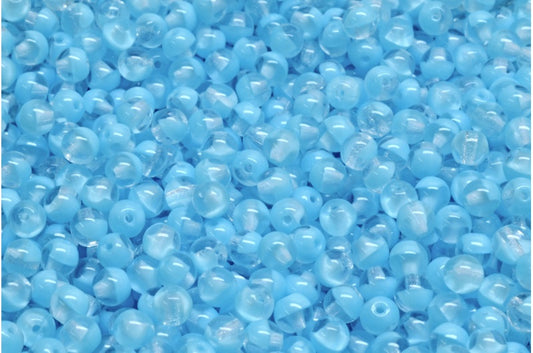 Round Druck Beads, Blue (R0641), Glass, Czech Republic