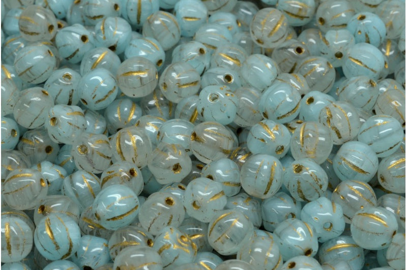 メロンビーズ、R0632 ゴールドライン（R0632-54302）、ガラス、チェコ共和国