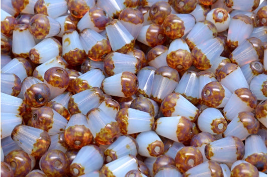 ファセット加工のファイアポリッシュ仕上げのティアドロップビーズ、21010 Stain Strong（21010-86805）、ガラス、チェコ共和国