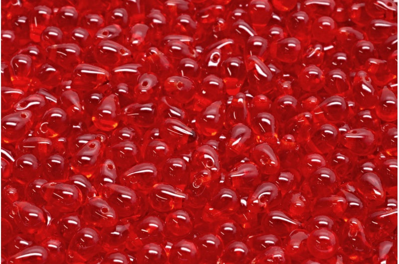 ドロップビーズ、ルビーレッド（90080）、ガラス、チェコ共和国