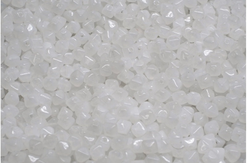 Bicone Beads, White (02010), Glass, Czech Republic