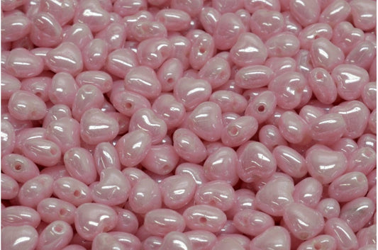 アウトレット 10グラム ハートビーズ、6 x 6 mm、オパールピンクヘマタイト（71400-14400）、ガラス、チェコ共和国