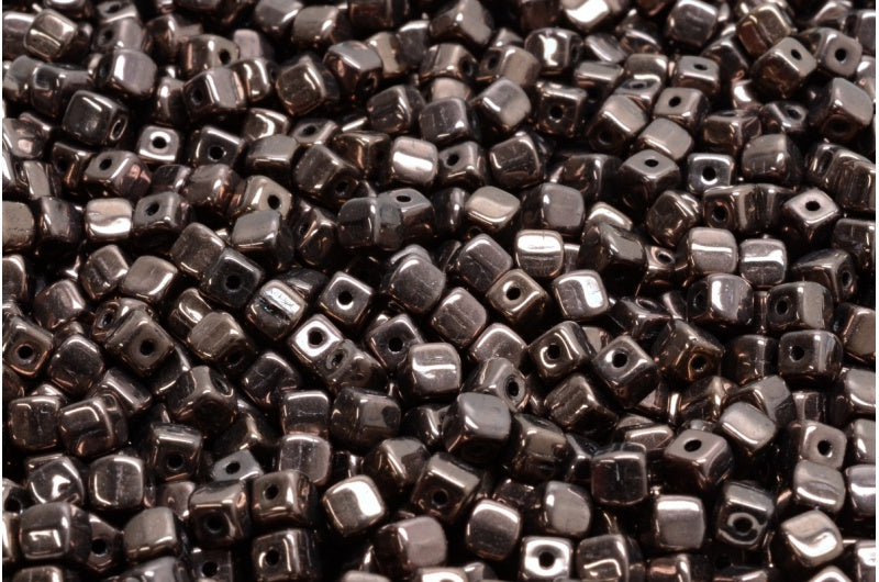 Cube Beads, Black Purple (23980-15726), Glass, Czech Republic