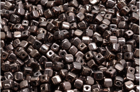 Cube Beads, Black Purple (23980-15726), Glass, Czech Republic