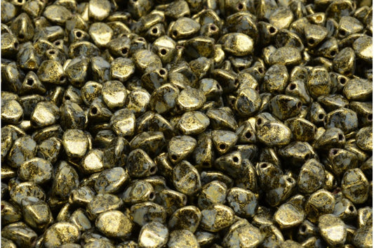 Pinch Beads, Black Gold Luster Spotted (23980-65322), Glass, Czech Republic