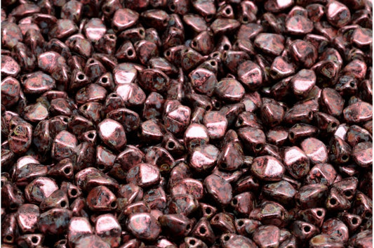 Pinch Beads, Black Copper Luster Spotted (23980-65324), Glass, Czech Republic