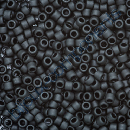 TOHO Round Seed Beads Rocailles, Opaque Frosted Jet (# 49F), Glass, Japan