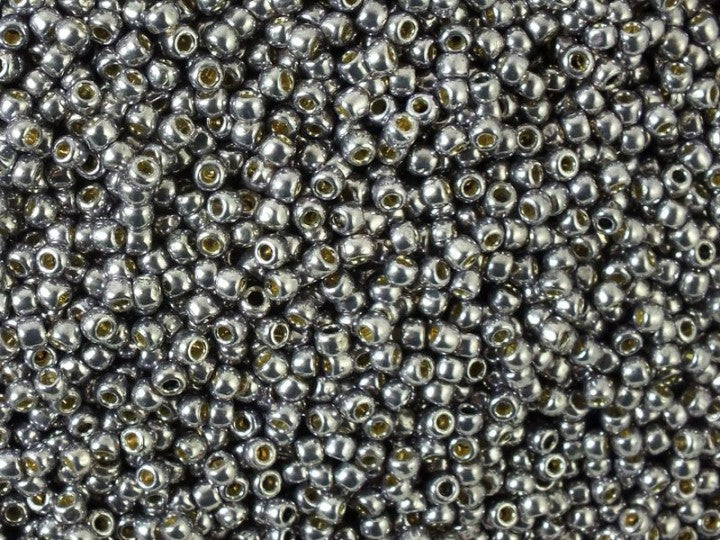 TOHO Round Seed Beads Rocailles, Permanent Finish Galvanized Gunmetal Gray (# Pf568), Glass, Japan