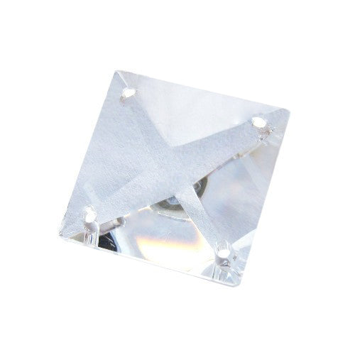 Kronleuchter-Anhängerbesatz quadratisch 4-Loch, kristallklar, farblos, tschechisches böhmisches Kristallglas