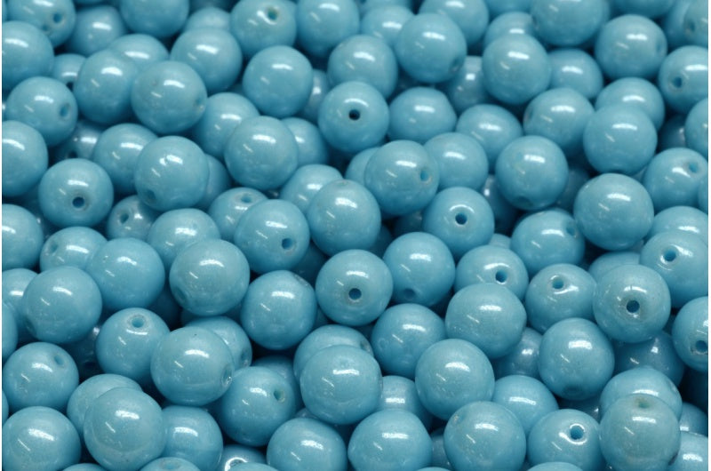 ラウンドドラックビーズ、ターコイズブルーヘマタイト（63030-14400）、ガラス、チェコ共和国