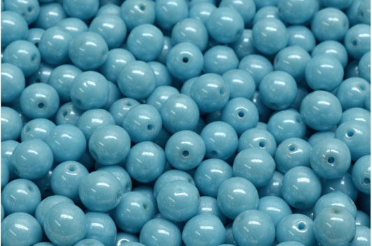 ラウンドドラックビーズ、ターコイズブルーヘマタイト（63030-14400）、ガラス、チェコ共和国