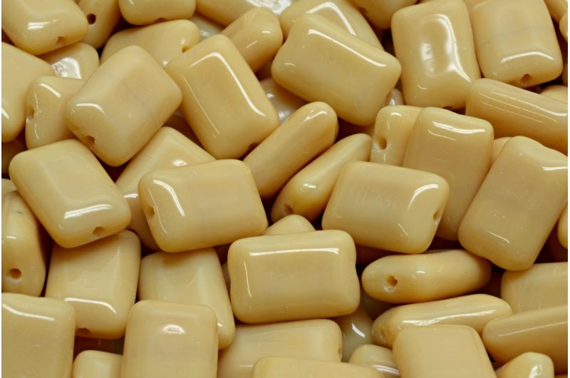 Flat Rectangle Beads, Beige (13020), Glass, Czech Republic