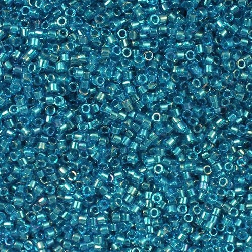 Miyuki DELICA Rocailles, Fancy Lined Teal Blue (# DB2385), Glas, Japan 