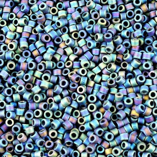 Miyuki DELICA Seed Beads Rocailles, Matted Black AB (# DB0871), Glass, Japan