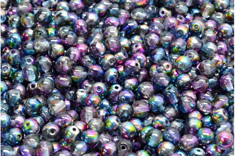 Round Druck Beads, Crystal Magic Blue (00030-95100), Glass, Czech Republic