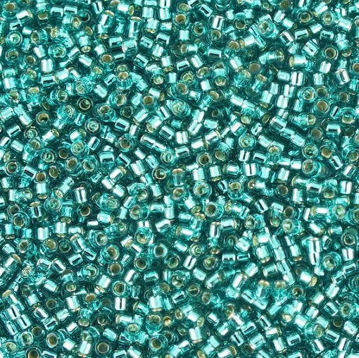 Miyuki DELICA Rocailles, Silber gefüttertes Karibik-Teal (# DB1208), Glas, Japan 